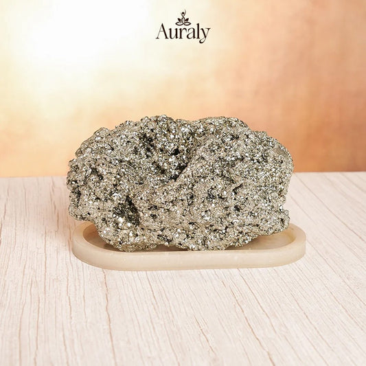 2.5 Kg Raw Pyrite Geode Stone With Selenite Recharging Plate - Auraly