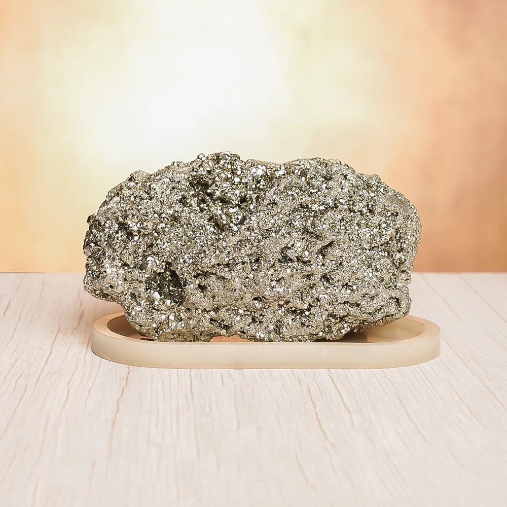 2.5 Kg Raw Pyrite Geode Stone With Selenite Recharging Plate - Auraly
